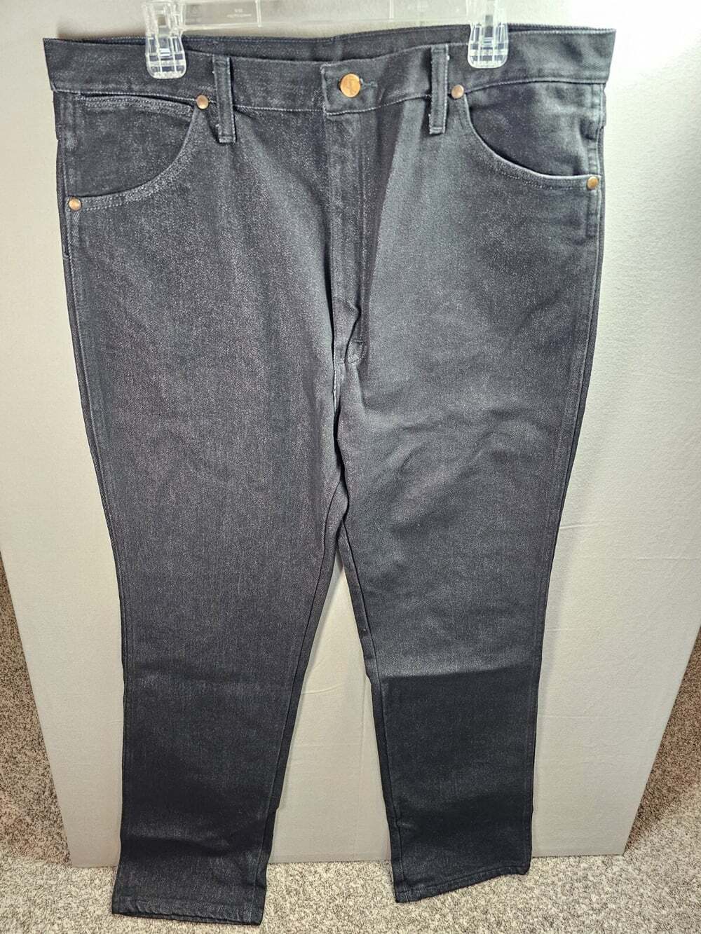WRANGLER Cowboy Cut Slim Stretch Jeans Mens 38x34 Black Denim 938BLK
